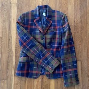 J. Crew plaid navy blue green wool blazer jacket